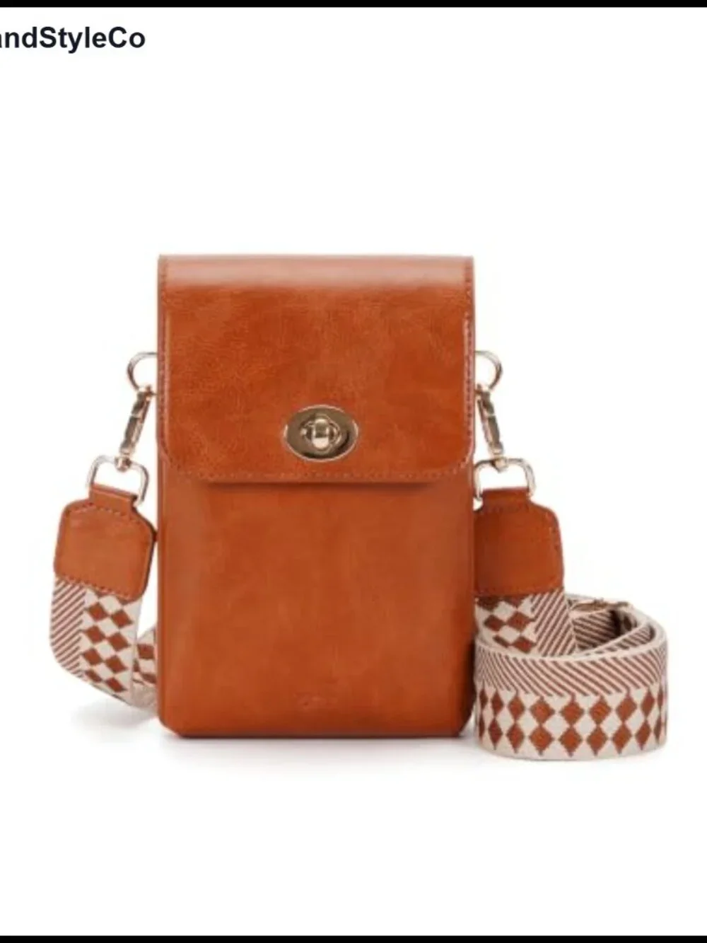 Faux Leather Crossbody Bag for Women, RFID Phone Purse with Woven Strap